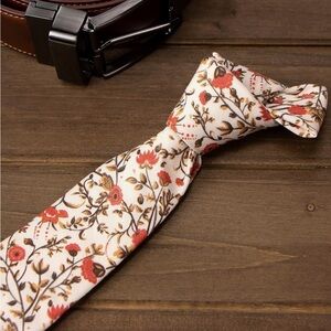 Spring Notion Floral unisex cotton Tie flowers vine slim necktie